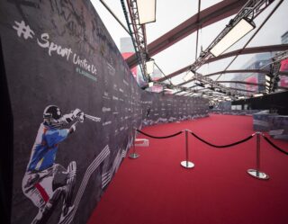 Sport United UK event red carpet with backdrop