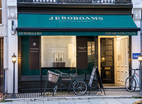 Jeroboams wine shop storefront with bicycles